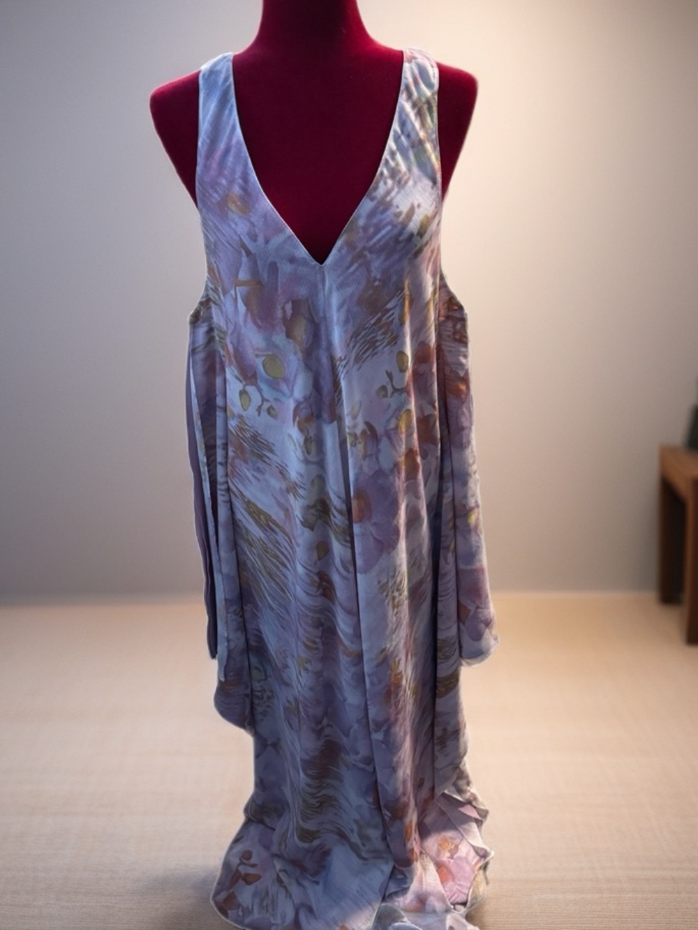 Lavender Floral Print Sleeveless Maxi Dress
